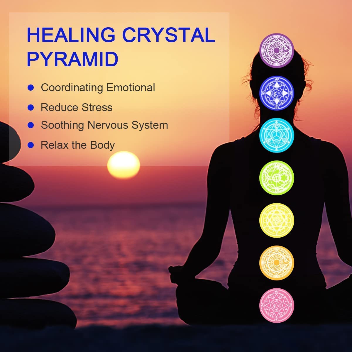 Besorgone Orgonite Pyramid for Positive Energy Chakra Orgone with Crystal Healing Stones Attract Wealth Wisdom Meditation Gift (Tiger Eye - Obsidian)