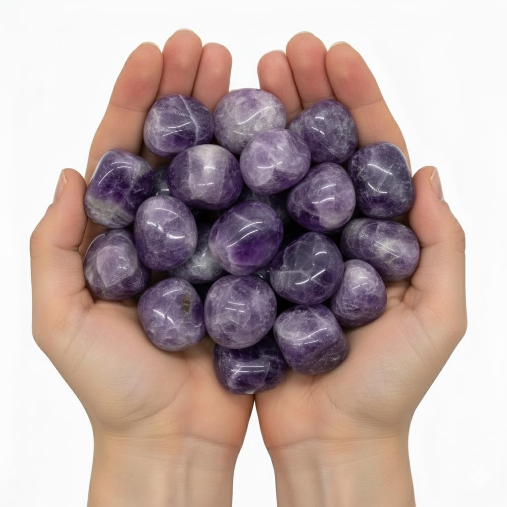 Amethyst Tumbled Stone – Natural Purple Crystal Gemstone for Positivity, Clarity & Balance – Pocket Stone for Meditation, Reiki, Chakra, Yoga & Spiritual Décor