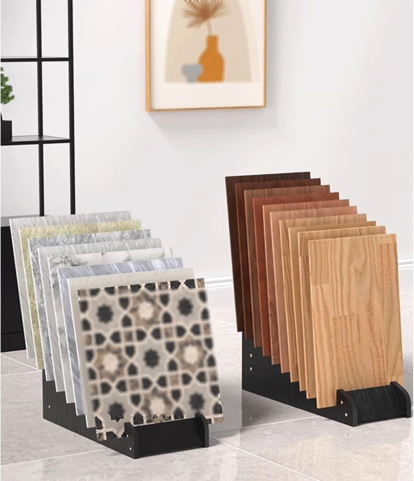 Floor Tile Sample Rack,Durable Wooden Tile Sample Display Rack - 59x43x31cm Floor-Standing Storage Shelf for Retail Showrooms & Home Improvement - Stylish Organizer for Ceramic Tiles & Build