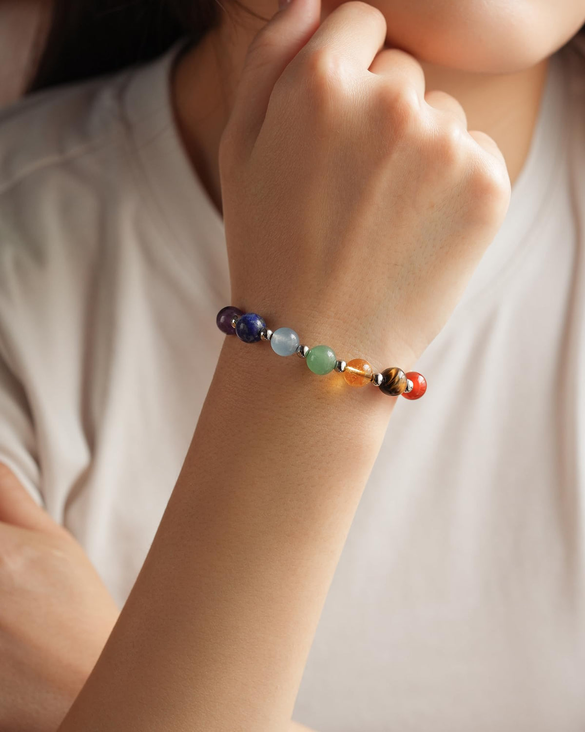 KOXMOON Chakra Bracelets for Women Crystals and Healing Stones Crystal Bracelet for Women Healing Crystals Meditation Relaxing Gifts for Womens Bracelets Anxiety Relief Items 7 Chakras