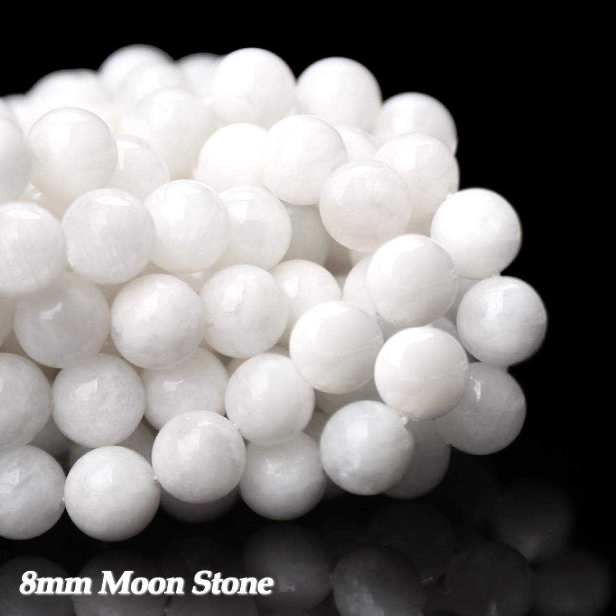 70PCS Natural 8MM Healing Gemstone, Moonstone Energy Stone Round Loose Beads, Semi-Precious Crystal Beads with Free Elastic String for Jewelry Making DIY