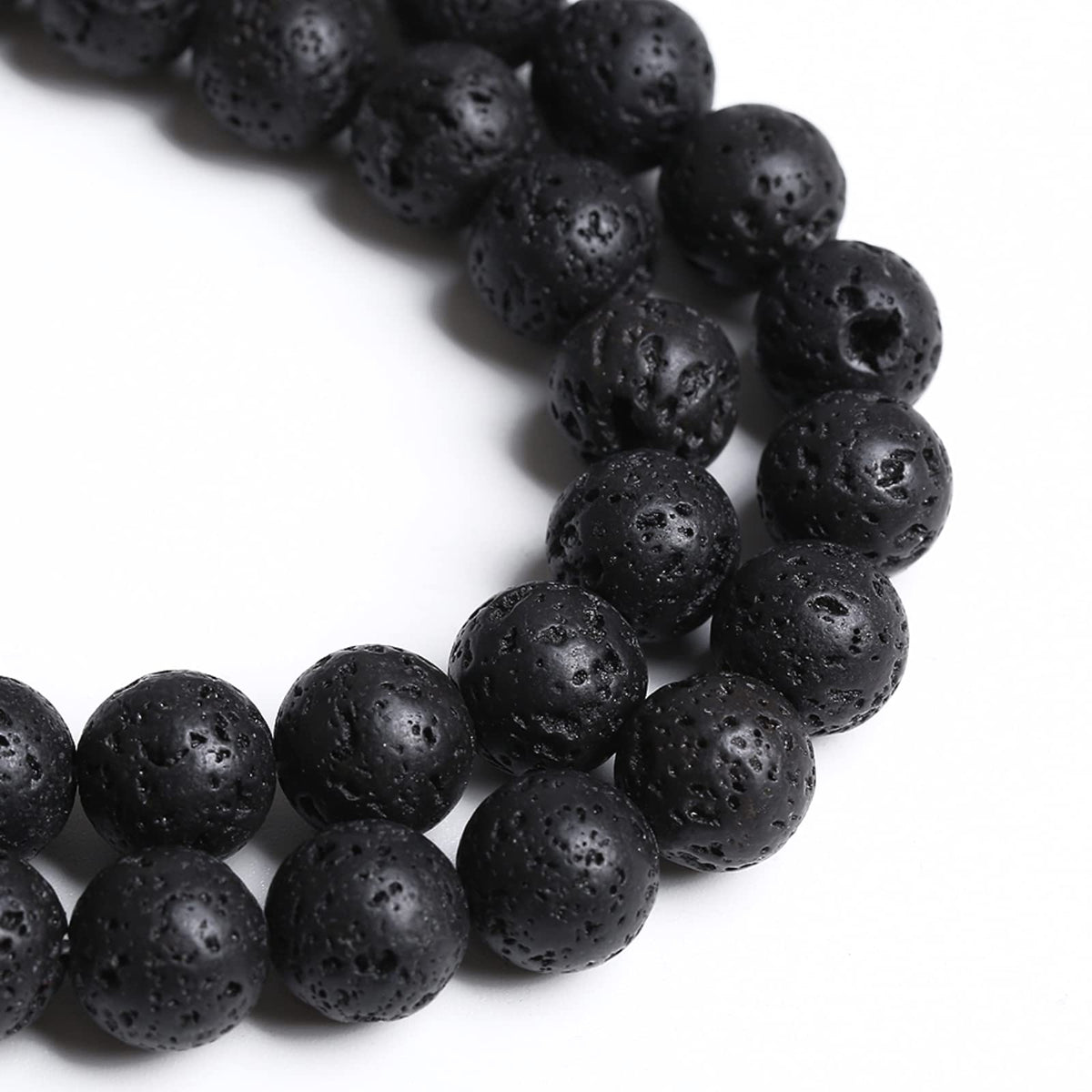 8MM 45PCS Natural Stone Black Volcanic Lava Chakra Spacer Loose Beads for Jewelry Making DIY Bracelet