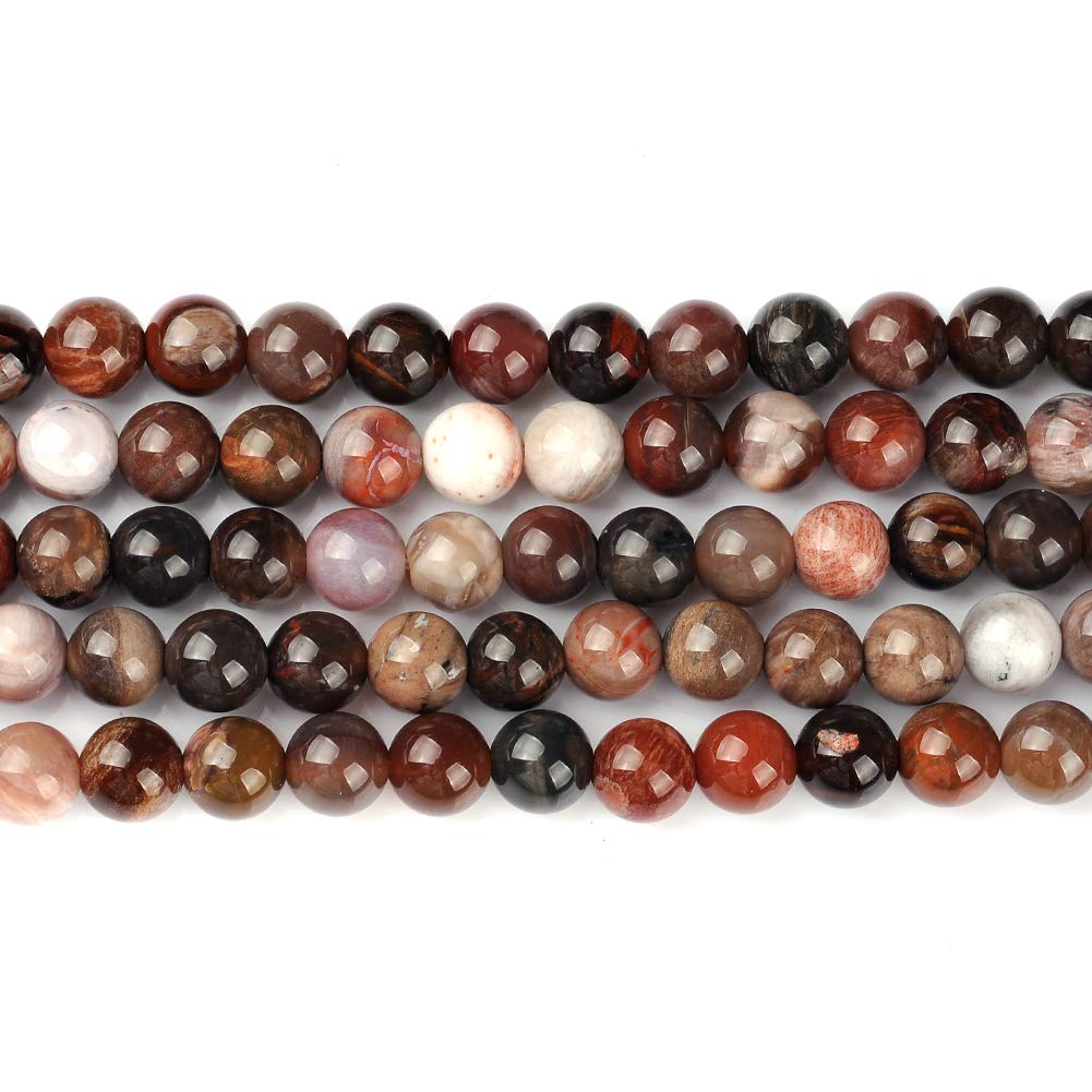 10mm Natural Petrified Wood Gemstone Round Loose Beads Crystal Stone Bracelet Necklace Accessories Crafts for Jewelry Making DIY,1 Strand 15"