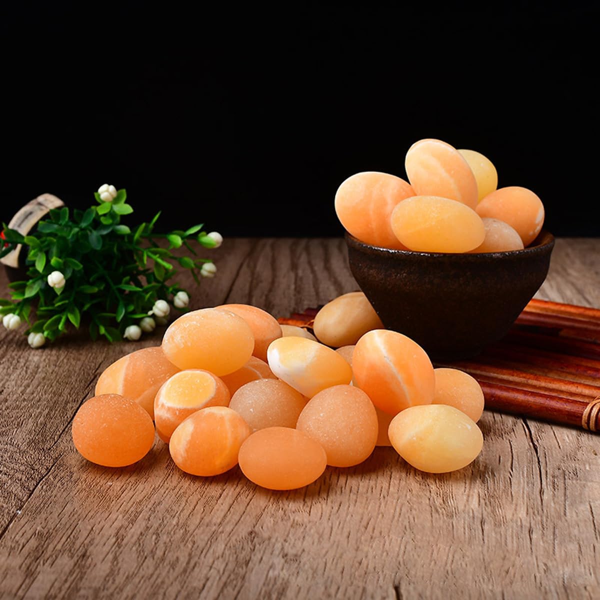 Erliway Yellow Calcite Healing Crystal Stones, 1.25-2.0" Large Reiki Healing Gemstones Natural Tumbled Polished Stones for Energy Witchcraft Therapy Meditation