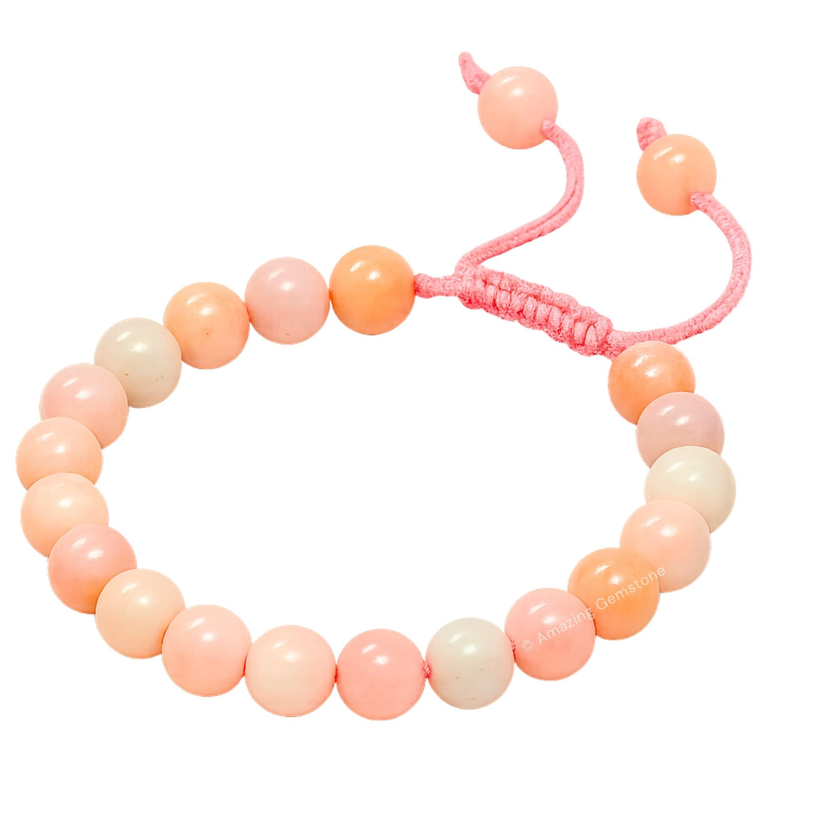 Amazing Gemstone Pink Opal Bracelet, Gifts For Men & Women - Protection Healing Crystal Bracelet - 8mm Gemstone Beaded Adjustable Bracelet, Pulseras Para Hombres Mujer Stocking Stuffers