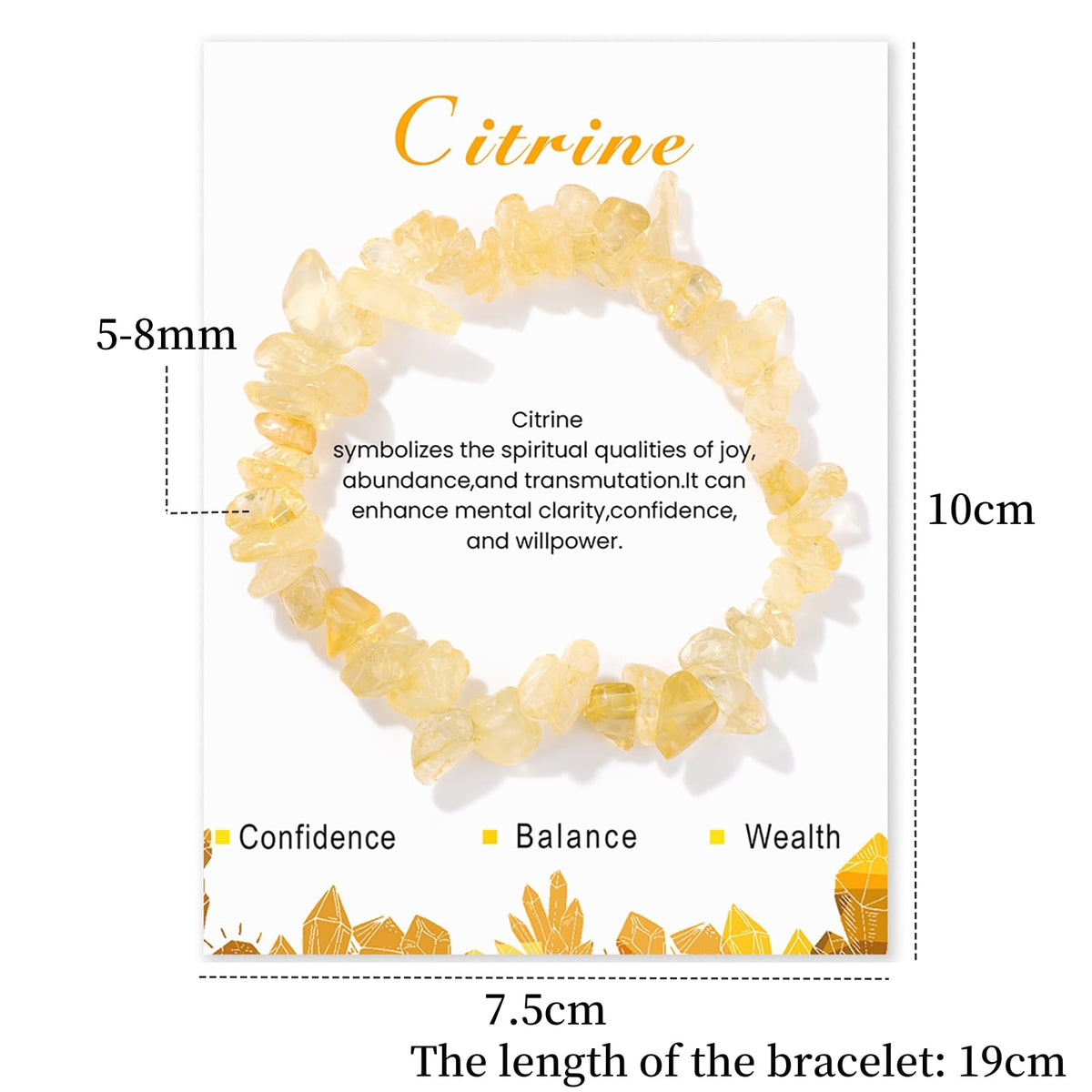 Citrine Bracelet for Women 8mm Real Raw Crystal Bracelet Yellow Citrine Bracelet Natural Stone Bracelets Gemstone Bracelets Citrine Jewelry for Women Girls
