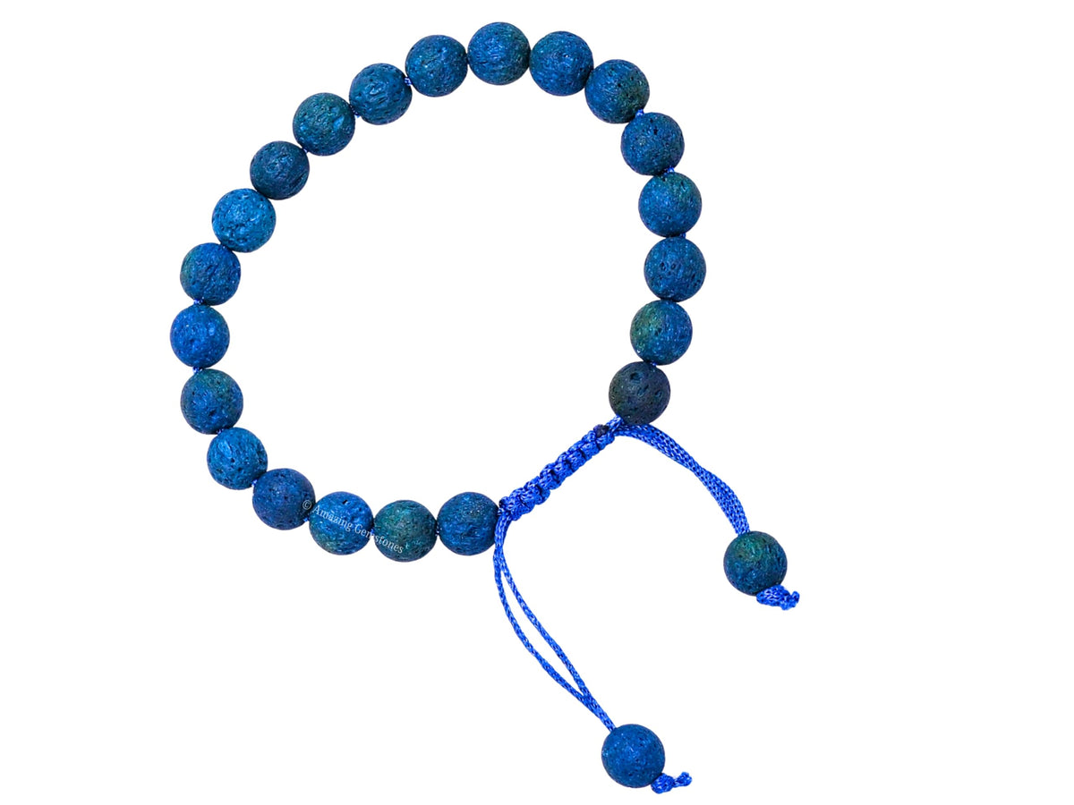 Amazing Gemstone Blue Lava Bracelet for Women Men's Gifts - Protection Healing Crystal Bracelet - 8mm Gemstone Beaded Adjustable Bracelet Pulseras Para Hombres Mujer Stocking Stuffers