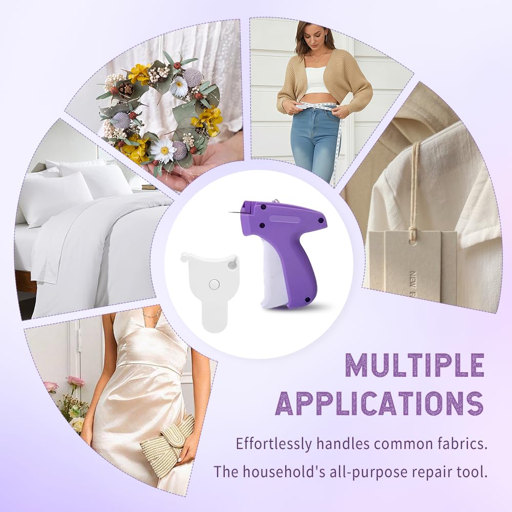 Stitch Gun for Clothes, Quick ClothingFixer & Portable Garment Repair Tool,Mini Stitch Gun Kit with 6 StainlessSteel Needles & 1000 Fastenersfor Fabric, DIY Sewing (Purple)
