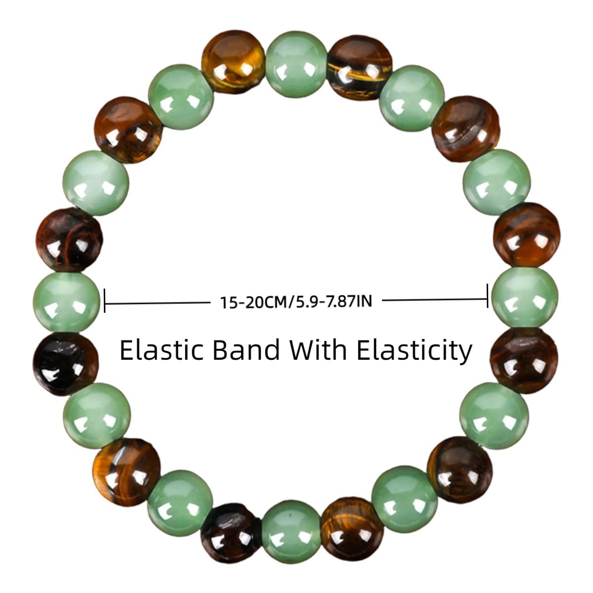 Money Bracelets for Women, Green Aventurine and Tiger Eye Crystal Bracelet, 8MM Beaded Jewelry for Wealth, Protection, and Good Luck, Healing Energy Bracelet, Calming Gift for Mom or Friend (1PCS)