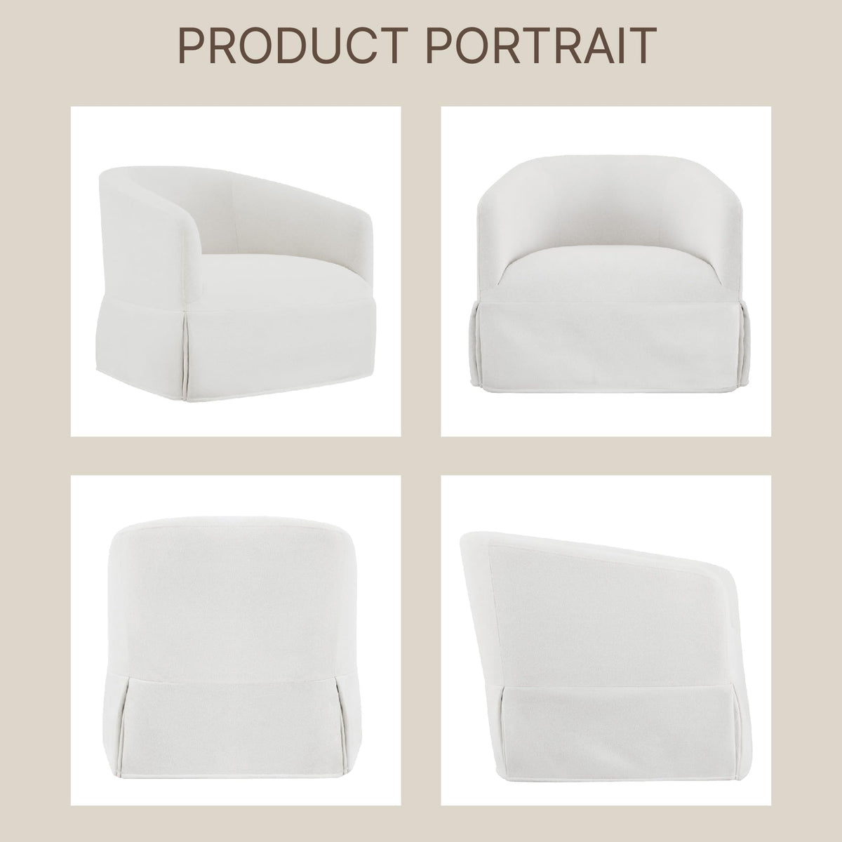 Swivel Accent Chair, 360 Degree Performance Fabric Armchair Modern Barrel Chairs Armchair for Living Room Bedroom Home and Office,Cream White