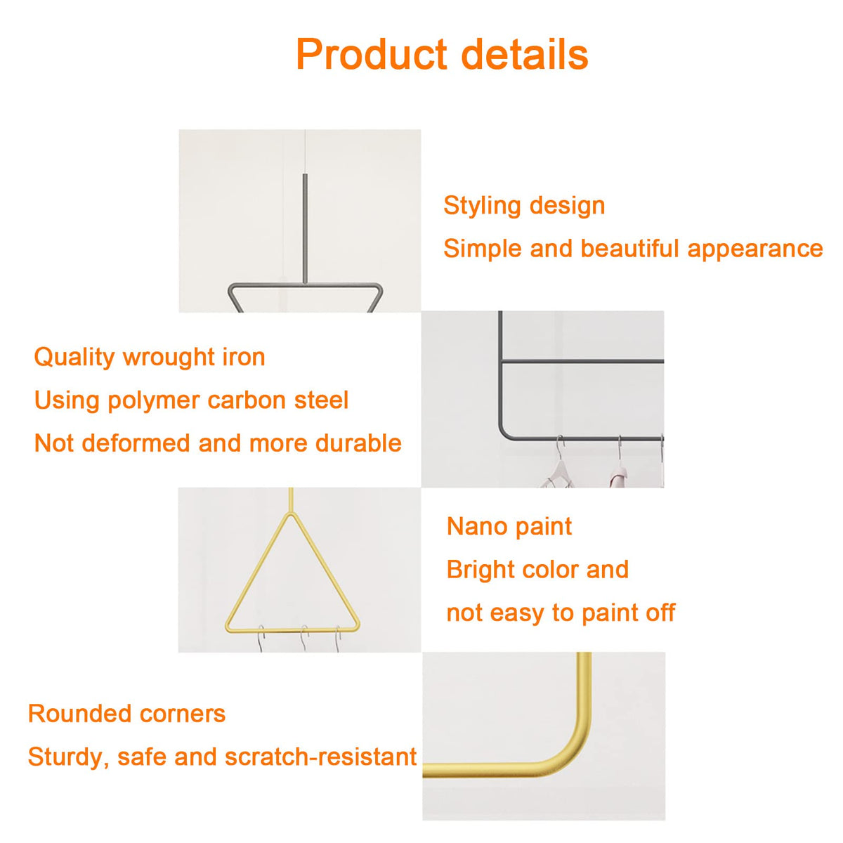 CUTPOIY Hanging Metal Clothing Display Rack, Metal Commercial Clothing Hanger Ceiling Hanger, U-Shaped Hanger Retail Store Clothing Clothes Rail, Used in Boutiques(120cm White U sd Bar Hanger)