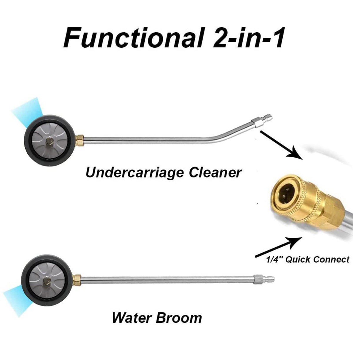 TRELVEX Dual-Purpose Undercarriage Pressure Washer Cleaner,Surface Cleaner Attachment Pressure Washer Undercarriage 16 Inch,Underbody Car Wash Water Broom with 2 Pieces ExWand,5000 PSI