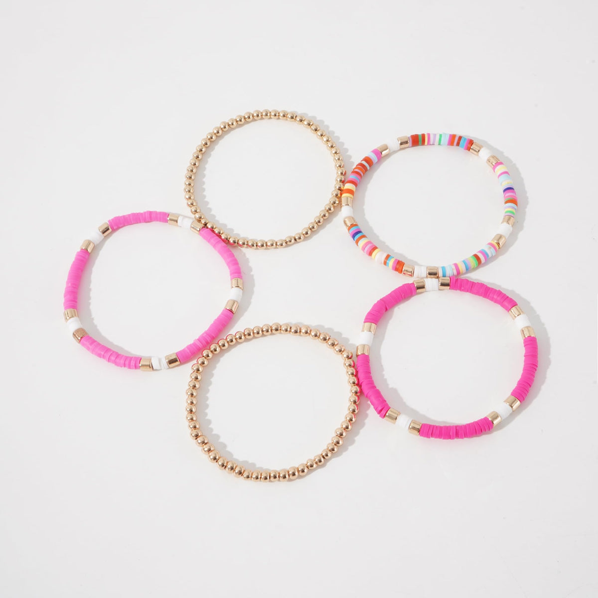 GOOJIDS Surfer Heishi Clay Bead Bracelets for Women Bohemian Stackable Gold Plated Beaded Stretch Bracelets Elastic Layering Friendship Bracelets Set Boho Jewelry