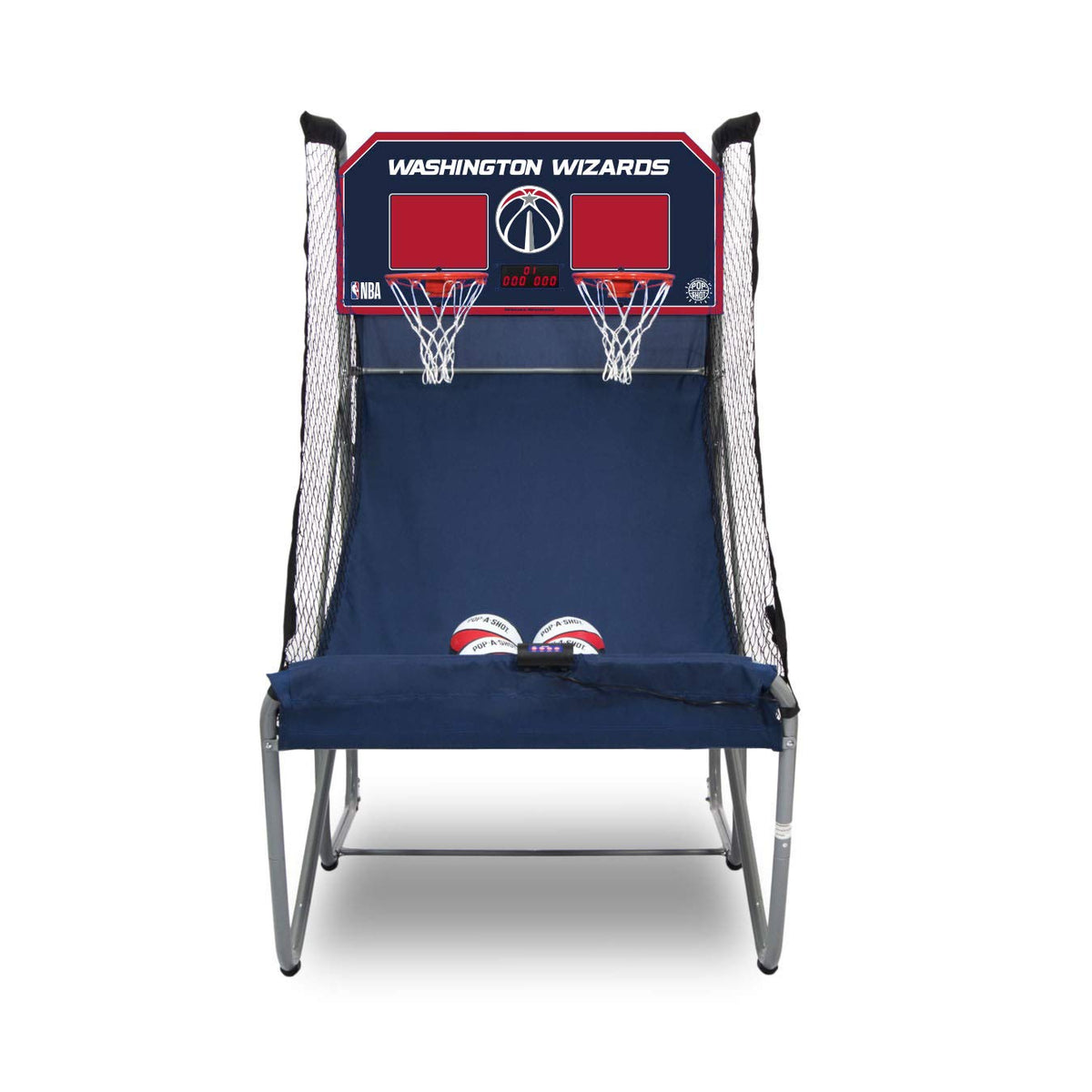 Pop-A-Shot - Home Dual Shot with Washington Wizards NBA Graphics l Sensor Scoring l 16 Game Modes l 7 Balls l Foldable Storage l for All NBA Fans