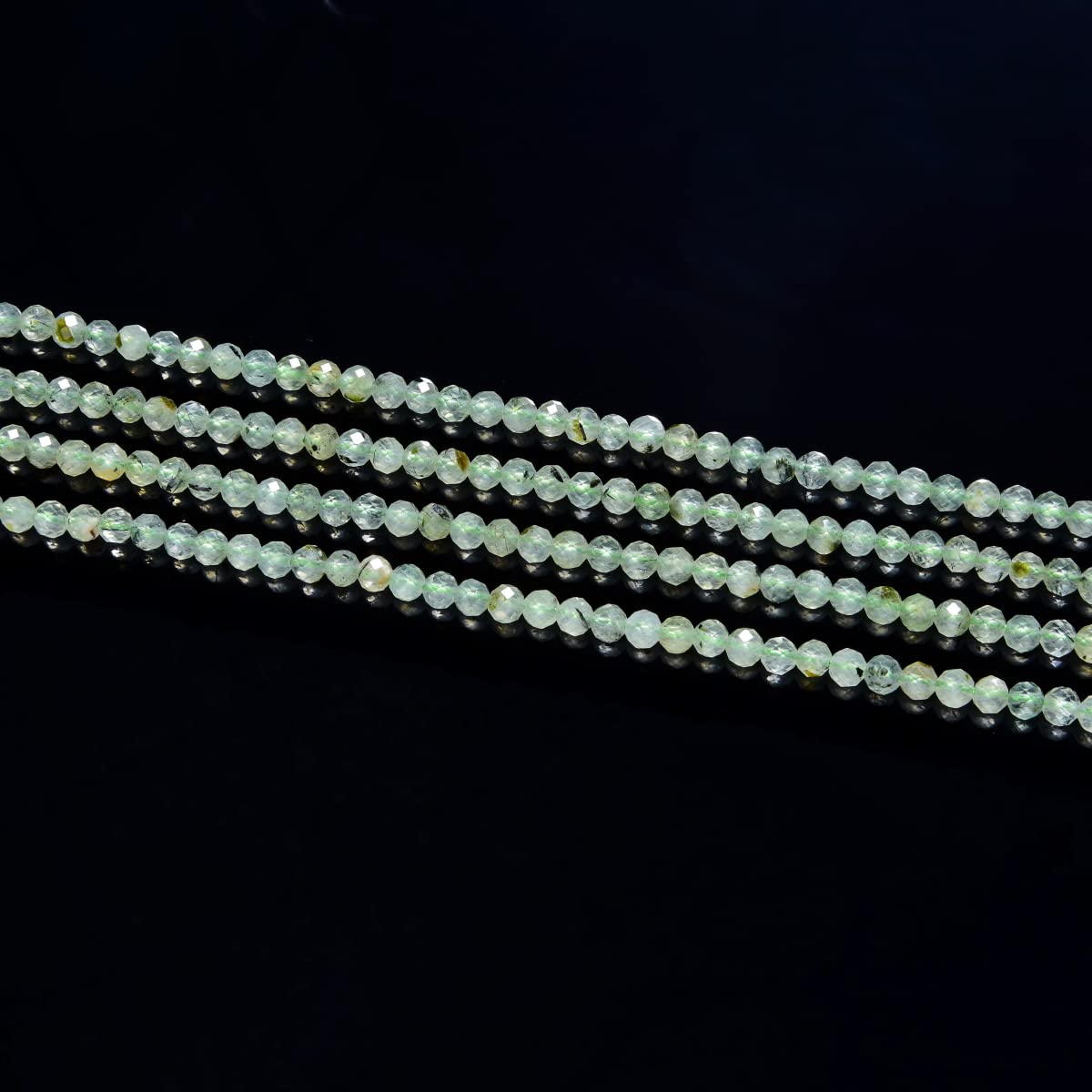 Adabele 30 Inch Natural Green Prehnite Healing Gemstone 4mm (0.16 Inch) Tiny Small Faceted Round Loose Beads Stone Spacer (170-190pcs) for Craft Jewelry Making GK4-12
