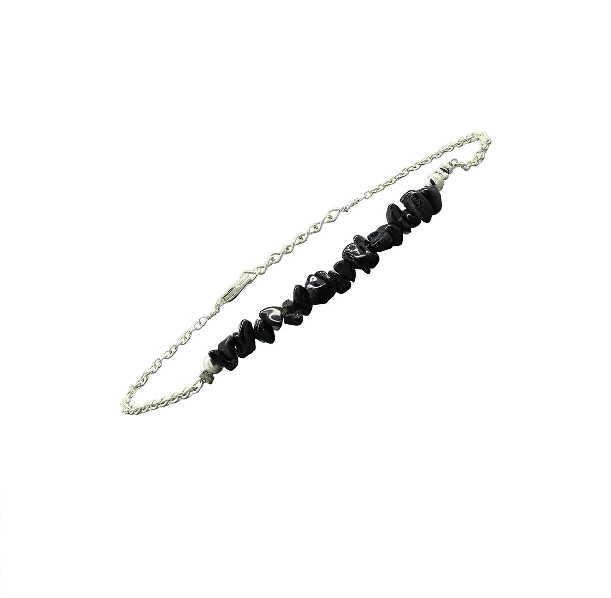 Gempires Natural Gemstone Chip Bar Bracelet for Women, Crystal Healing Bracelet, Multiple Gemstone Options, Adjustable Yellow Gold Plated Chain (7” + 1” Extender), Dainty Stackable Jewelry Gift for Her (Black Tourmaline)