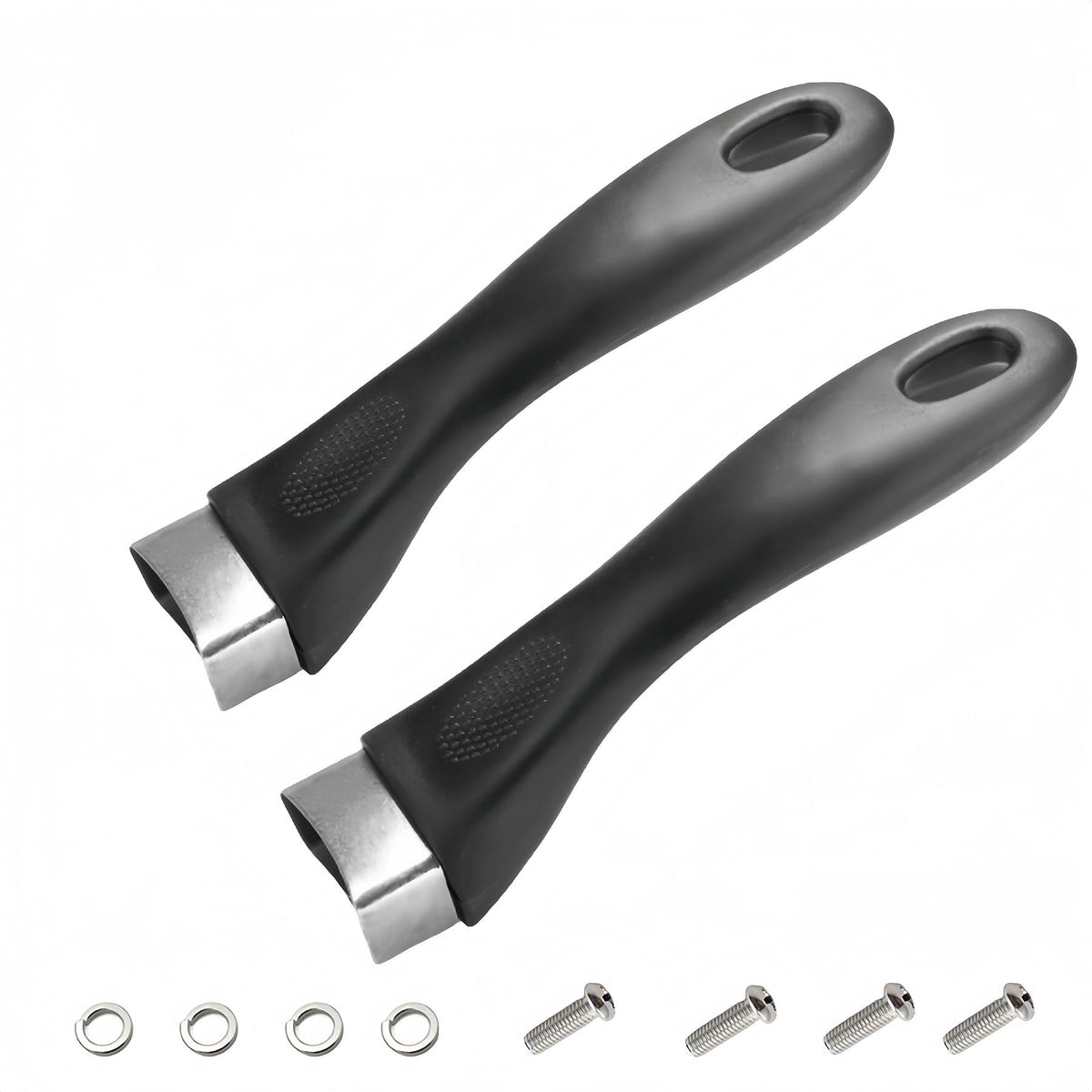 2Pcs Bakelite Pot Handle Black Scald-Proof Long Handle Grip Replacement, with Screw