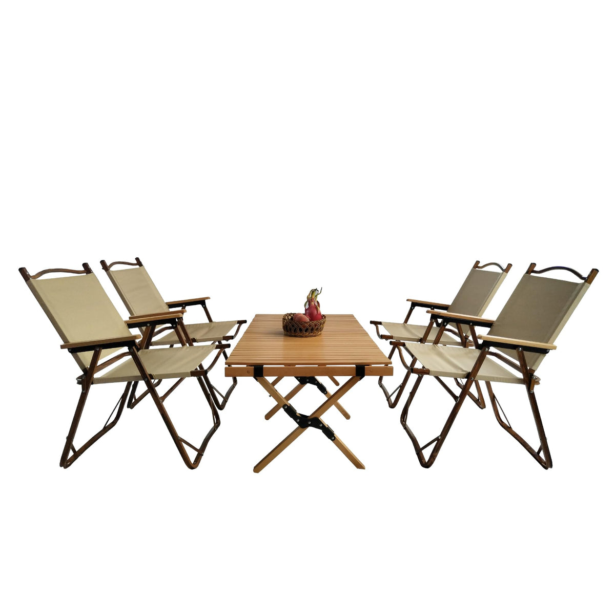 Wooden Folding Dining Set with 4 Chairs, Portable Picnic Table Set for Outdoor Camping and Indoor Kids
