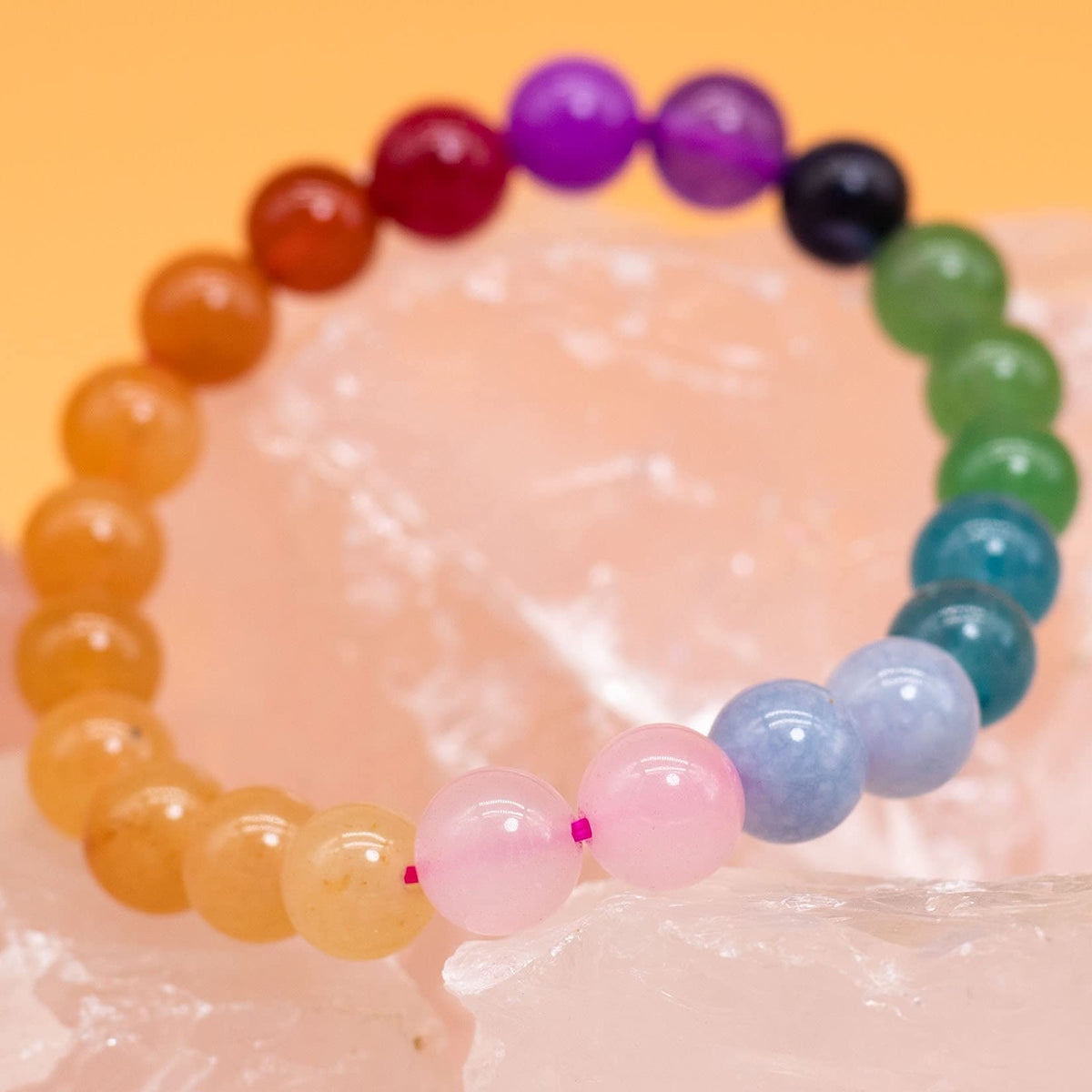 DAZCOLO 8mm Natural Gemstone Stretch Bracelet, Handmade Unisex Crystal Bracelets for Meditation, Yoga, Spiritual Healing & Positive Energy (7 Chakra)