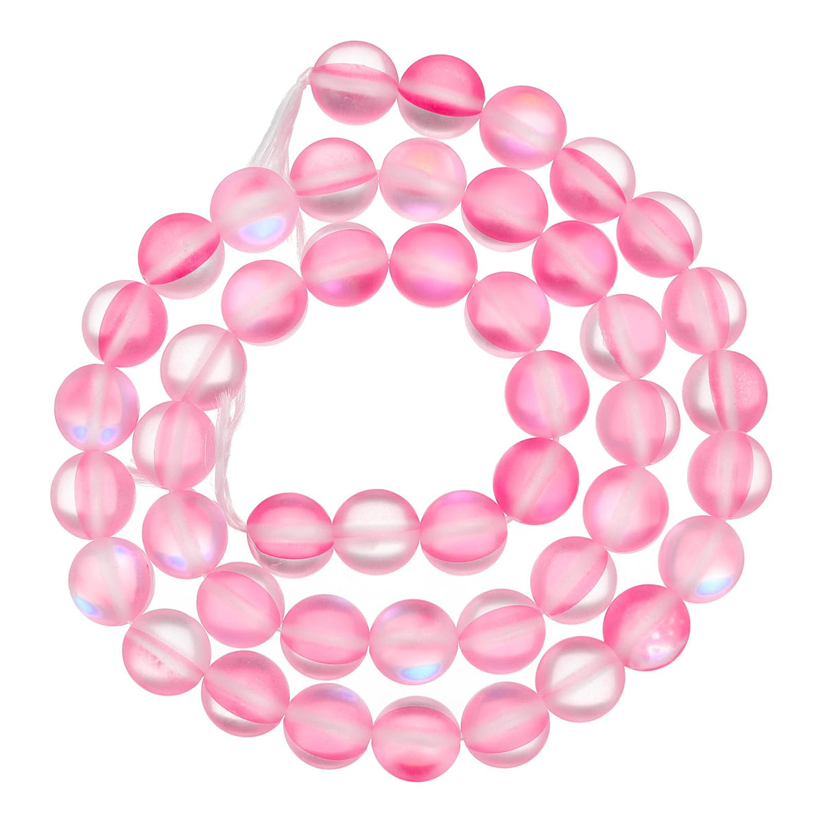 uxcell Matte Crystal Glass Beads 8mm Synthetic Frosted Shining Semi-Precious Round Loose Beads Synthetic Moonstone for Jewelry Making DIY Bracelet, Pink