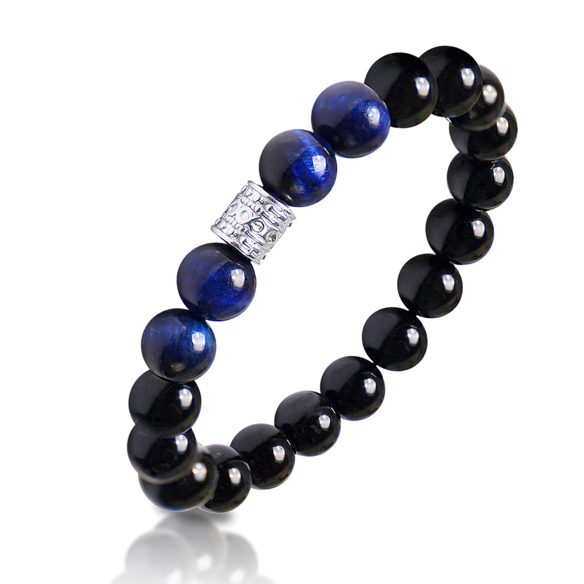 Tiger Eye Obsidian Beaded Bracelets For Men Gemstone Bracelets For Men &Women Fashion Natural Stone Men‘s Jewelry (blue & black)