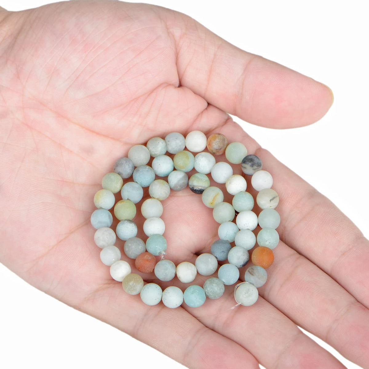 AD Beads Natural Gemstone Round Loose Beads 15" for Bracelet Necklace Earrings Jwelery Making Crafts DIY (6mm, Matte Multicolor Amazonite)