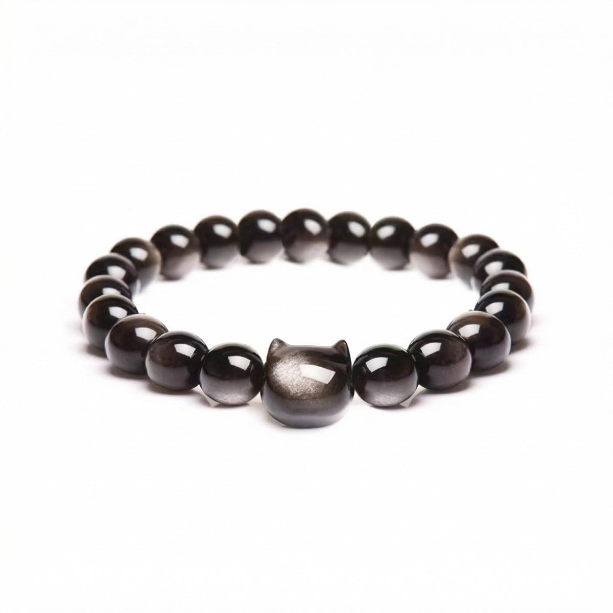 Money Attraction Cat Bracelet - Black Obsidian Women Bracelets -Wealth Prosperity Abundance Stone Bead Bracelet, Entrepreneur Business Luck Beaded Bracelets,Spiritual Mood Energy Cute Protection Stretch Bracelet,Health Good Luck Feng Shui Bracelets For Wo
