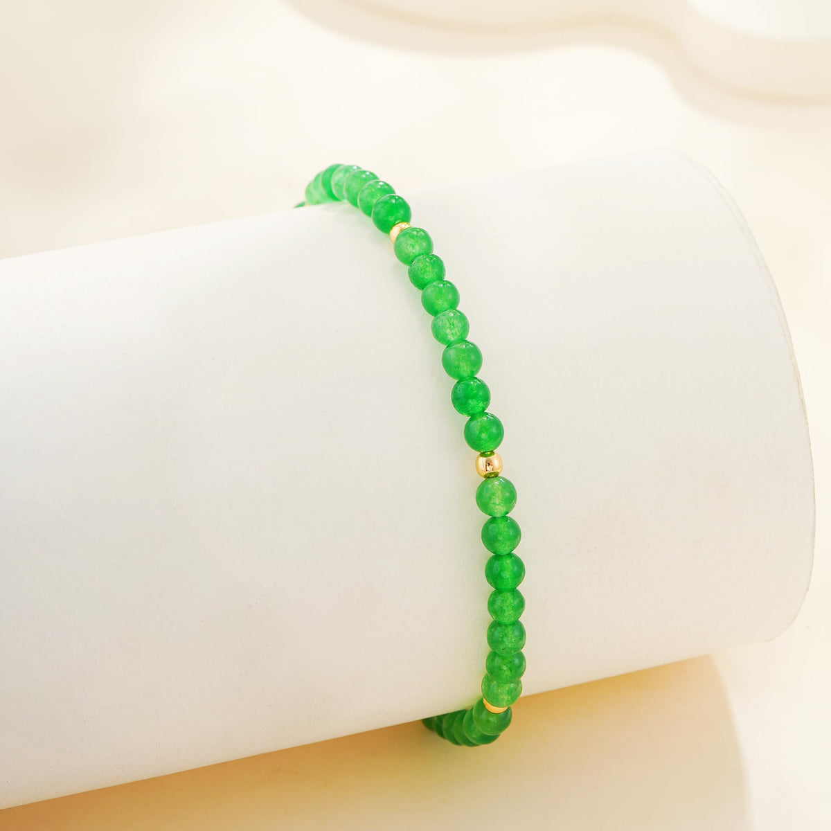 Treasure Bender Protection Beaded Bracelet for Women Men, Natural Crystals and Healing Stones Adjustable Green Jade Bracelet Jewelry Gifts for Women Men (Green Jade)