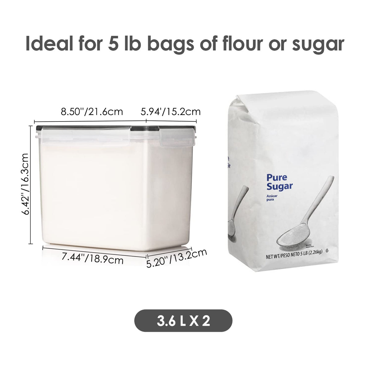 Vtopmart Airtight Food Storage Containers 6 Pieces - Plastic BPA Free Kitchen Pantry Storage Containers for Sugar,Flour and Baking Supplies - Dishwasher Safe - Include 24 Labels, Black