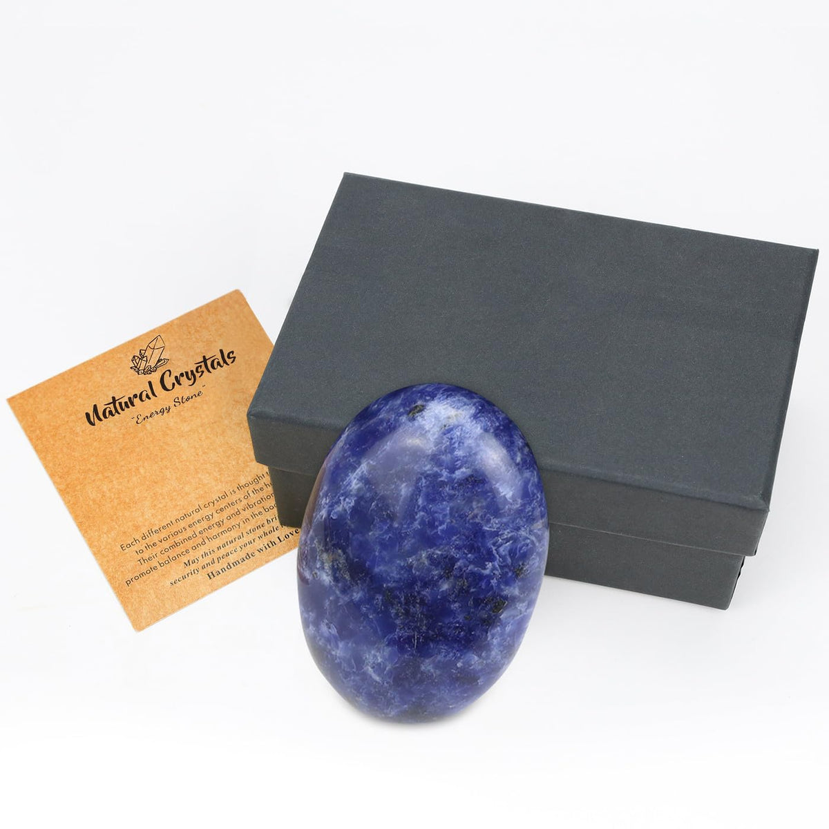 MAIBAOTA 2.4" Large Blue Sodalite Crystal Stone Polished Palm Stone Healing Crystals 0.7" Thick Natural Reiki Gemstone Worry Stone Energy Balancing Anxiety Stress Relief Meditation 1 Pc