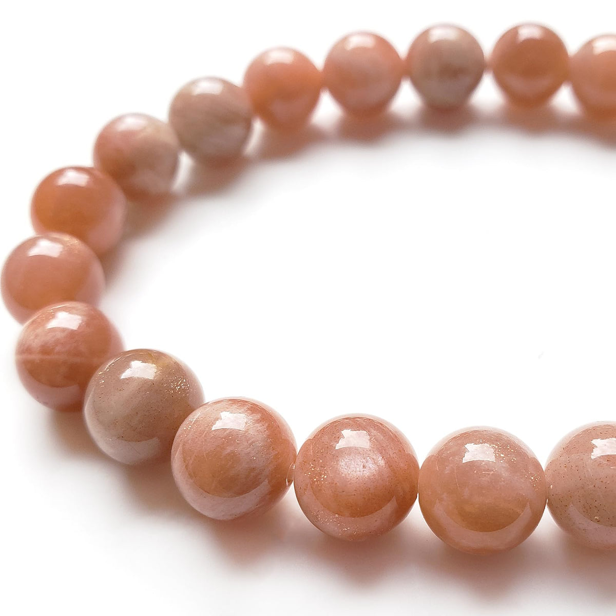 chengmu 8mm Sunstone Stretch Bracelet Natural Orange Moonstone Round Beads Semi Gemstone for Crystal Beaded Elastic Bracelet 7.5"