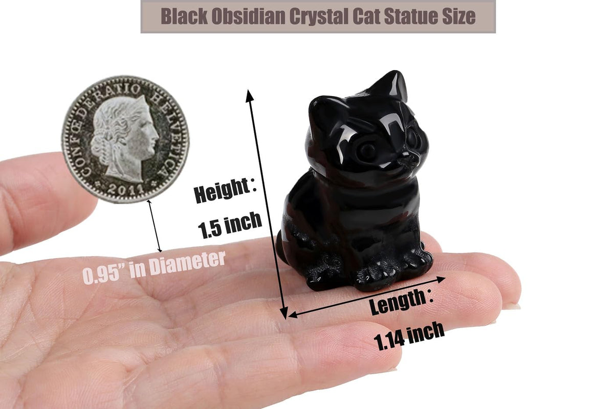 DUQGUHO Black Cat Decor Obsidian Cat Crystal Figurines Mom Crystals Gifts for Cat Lovers Men Women Lucky Cute Cat Statue Loss of Cat Sympathy Gift Mothers Cute Decoration
