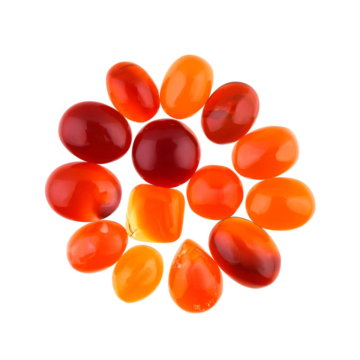 ColouredRocks (11-14 pcs. MEXICAN FIRE OPAL, Mix Shape, Natural Cabochon Crystals, Loose Gemstone, Wholesale Polished Supply, Jewelry Making, DIY Craft, Gem Collection (8-12 mm free size)