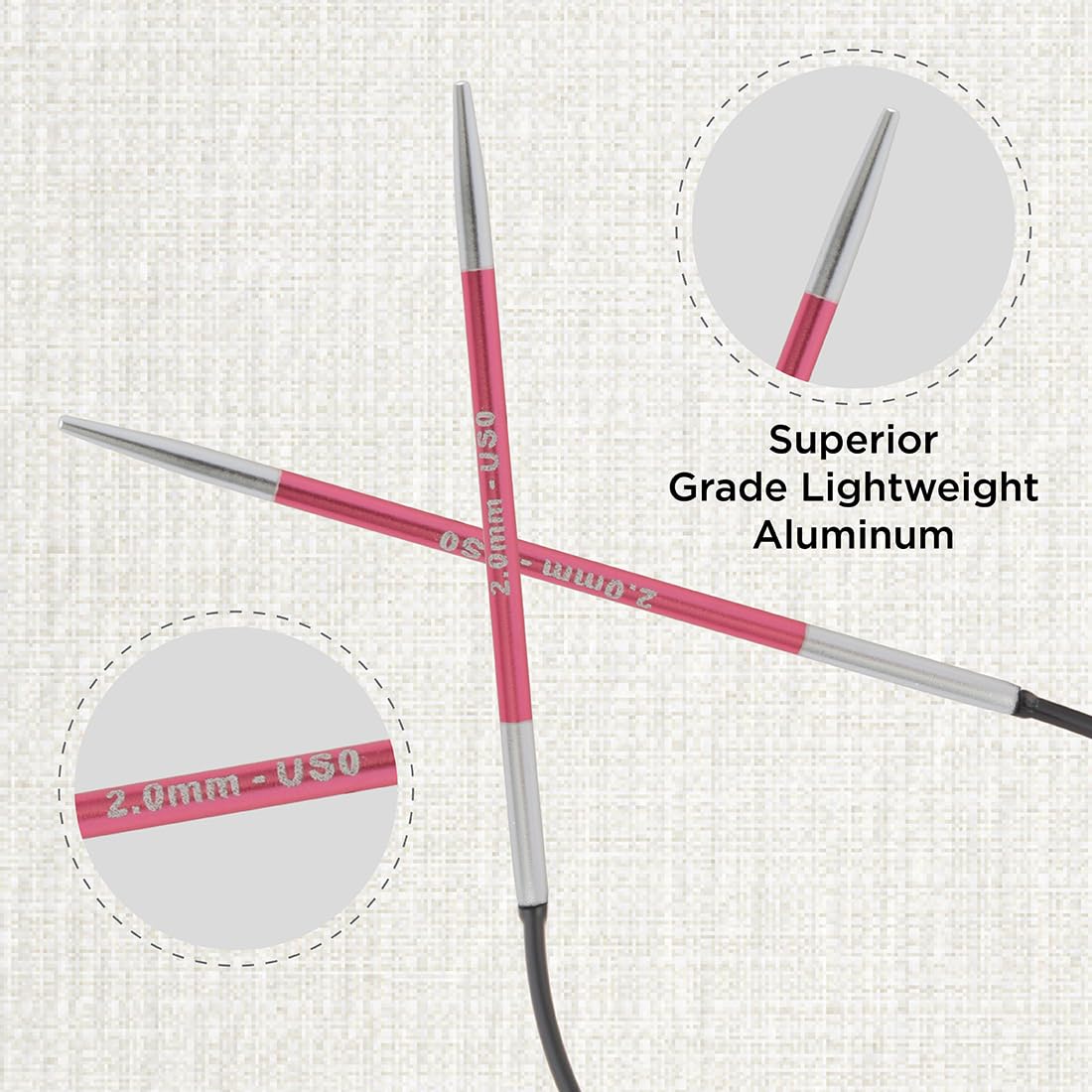 KnitPro Zing Fixed Circular Needles 9" (22.5cm) | US Size 0 (2mm)