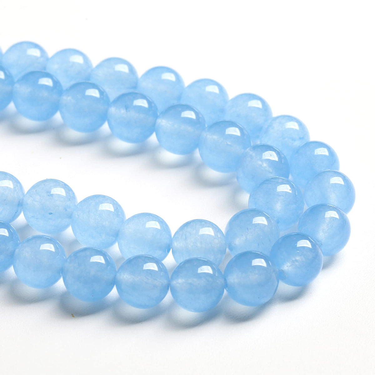 12MM 32PCS Blue Aquamarine Chalcedony Spacer Loose Beads for Jewelry Making DIY Bracelet Necklace