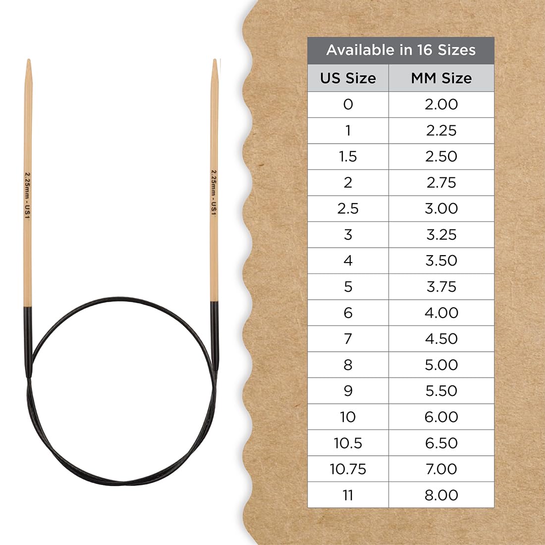 Knitter’s Pride Bamboo Luxe Fixed Circular Needles 16"" (40cm) – US Size 1 (2.25mm)