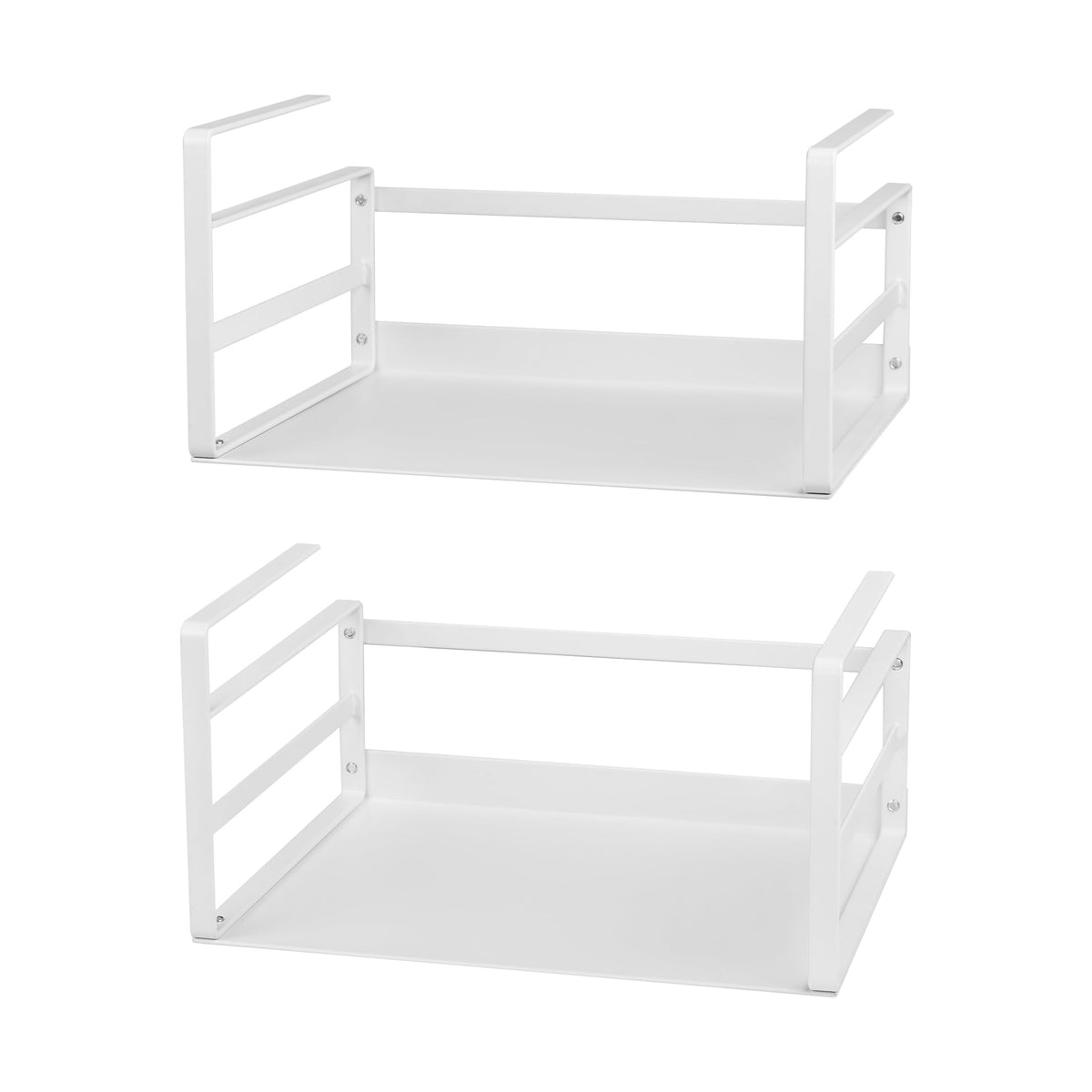 Nxconsu 2Pack Under Shelf Storage Basket Organizer Hanging Holder for Cabinet Pantry Kitchen Cupboard Desk Counter Bookshelf Organization Add-on Space Saver Heavy Duty Slide-in White Small