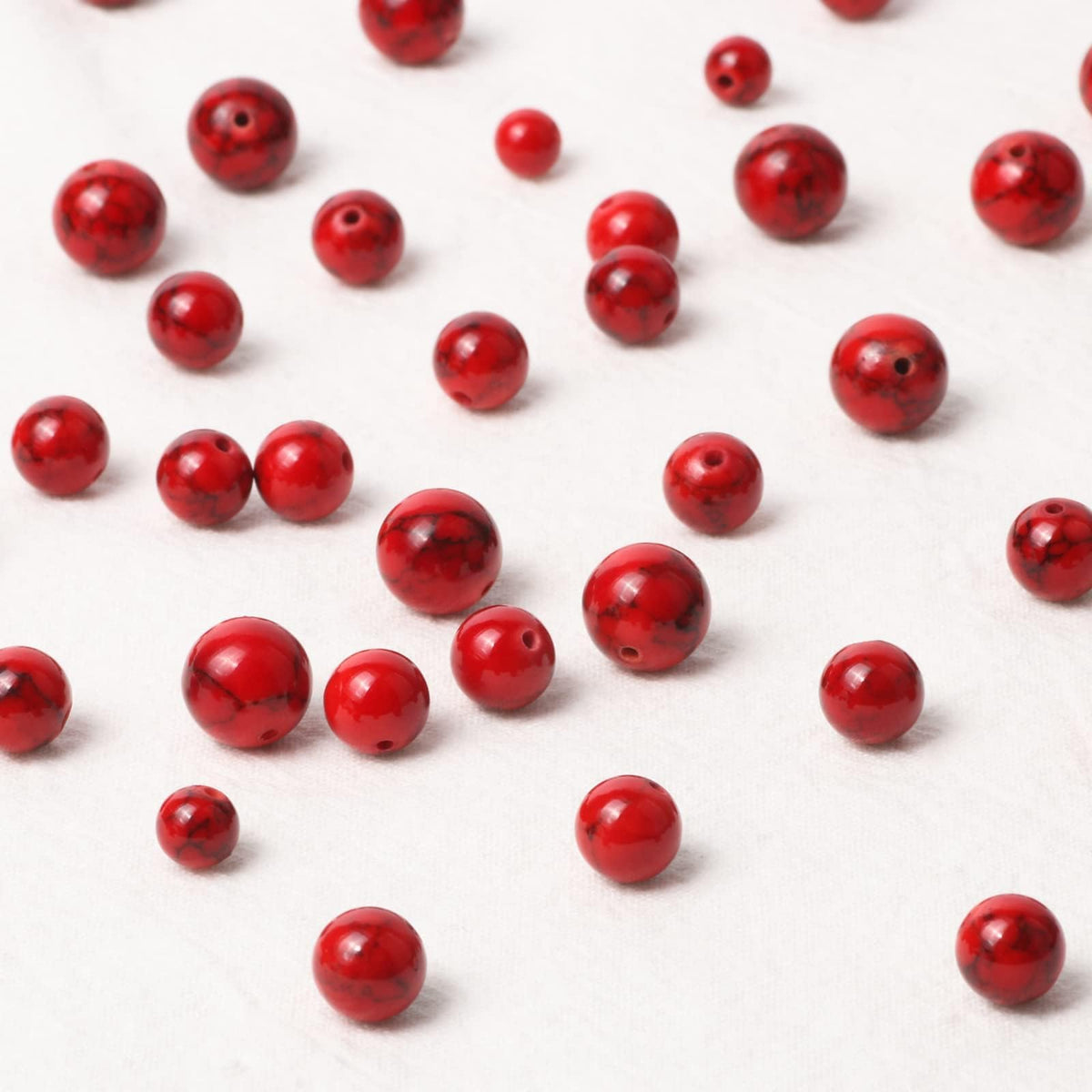 Beads for Bracelets Red Beads 6MM Beads Red Turquoise Bead Crystal Gemstone Beads for Bracelets, Natural Stone Beads for Jewelry Making About 60pcs