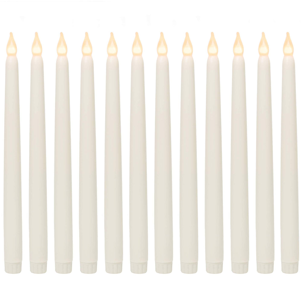 WYZworks 60 Pack, 11" LED Flameless Ivory Real Wax Taper Flickering Candles Lights, Battery Operated Candlesticks for Holiday Christmas Valentine Menorah Candelabra Home Wedding Window Décor