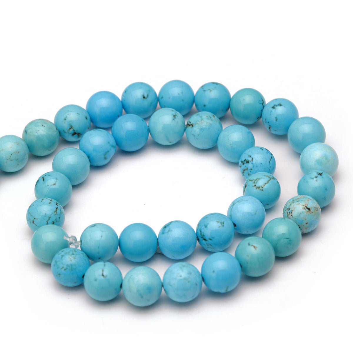 Youngbling Natural Gemstone Beads for Jewelry Making,8mm Blue Turquoise Polished Round Smooth Stone Beads for Bracelet Necklace 15 Inch
