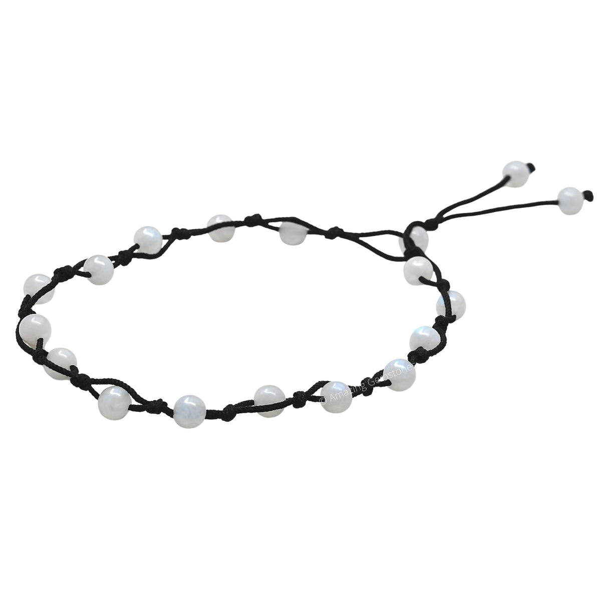 Amazing Gemstone Rainbow Moonstone Anklet Ankle Bracelets for Women - Waterproof Beaded Healing Crystal Anklets, Plus Size Chakra Gemstone Bead Anklet (Stretchy Adjustable - Hand Knotted)