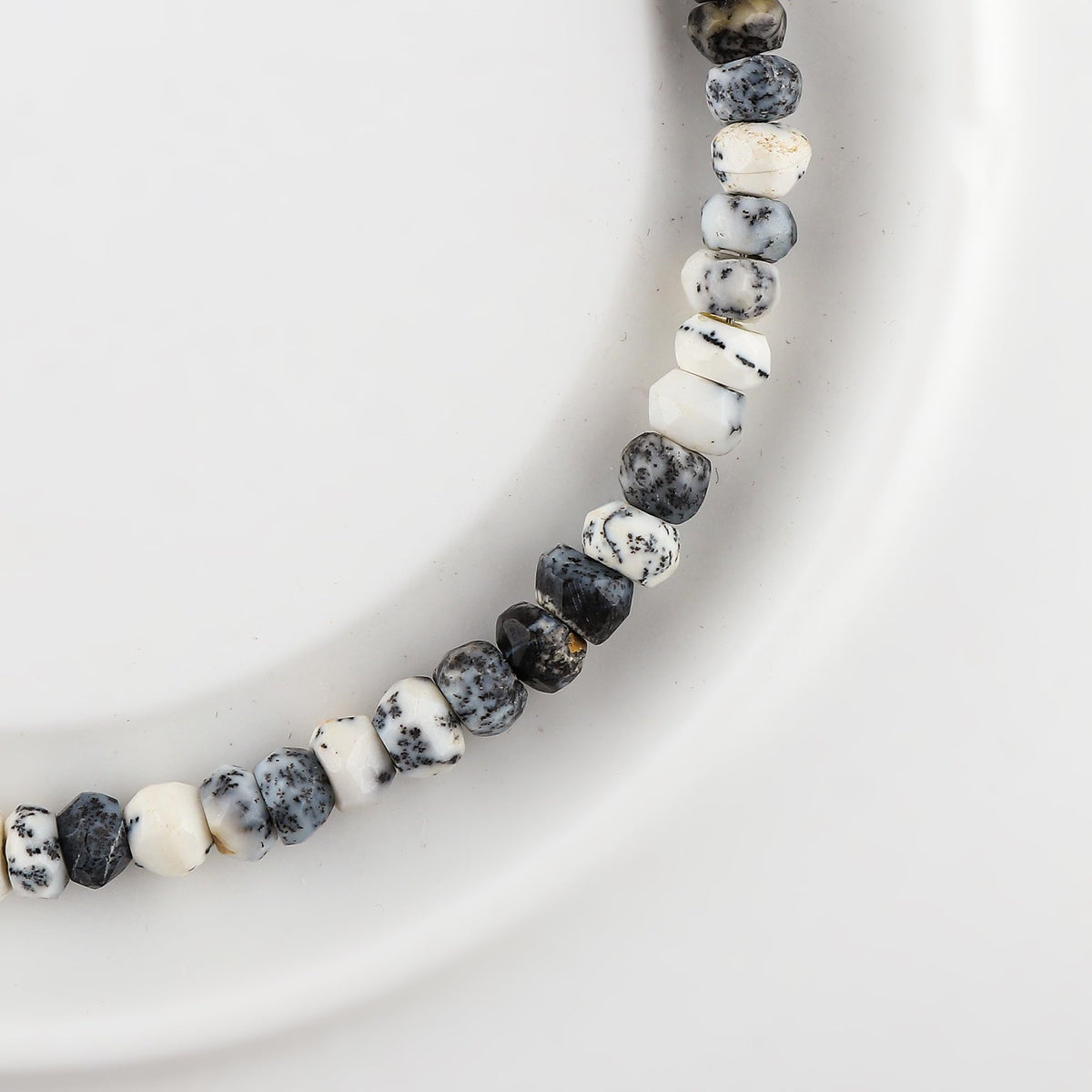 CRYSTALINES Natural Dendrite Opal Gemstone Bolo Bracelet, Faceted Beads Stones, Hypoallergenic Handmade Boho Jewelry for Women, Healing Crystals, Adjustable Silver Chain 6+4inch, Birthday Gift