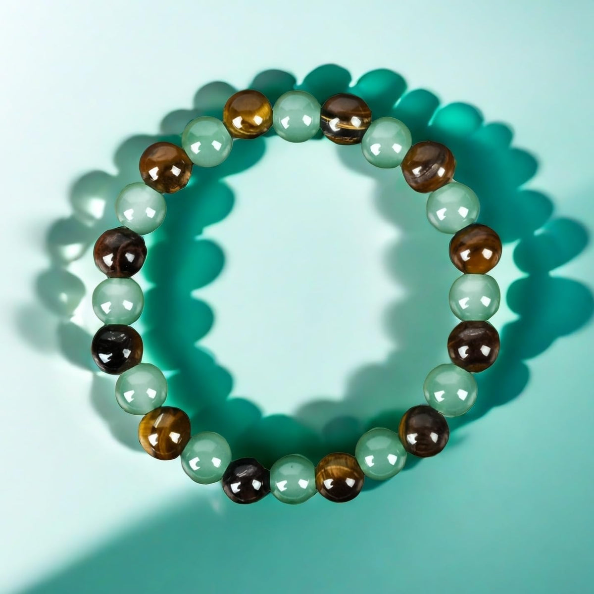 Money Bracelets for Women, Green Aventurine and Tiger Eye Crystal Bracelet, 8MM Beaded Jewelry for Wealth, Protection, and Good Luck, Healing Energy Bracelet, Calming Gift for Mom or Friend (1PCS)