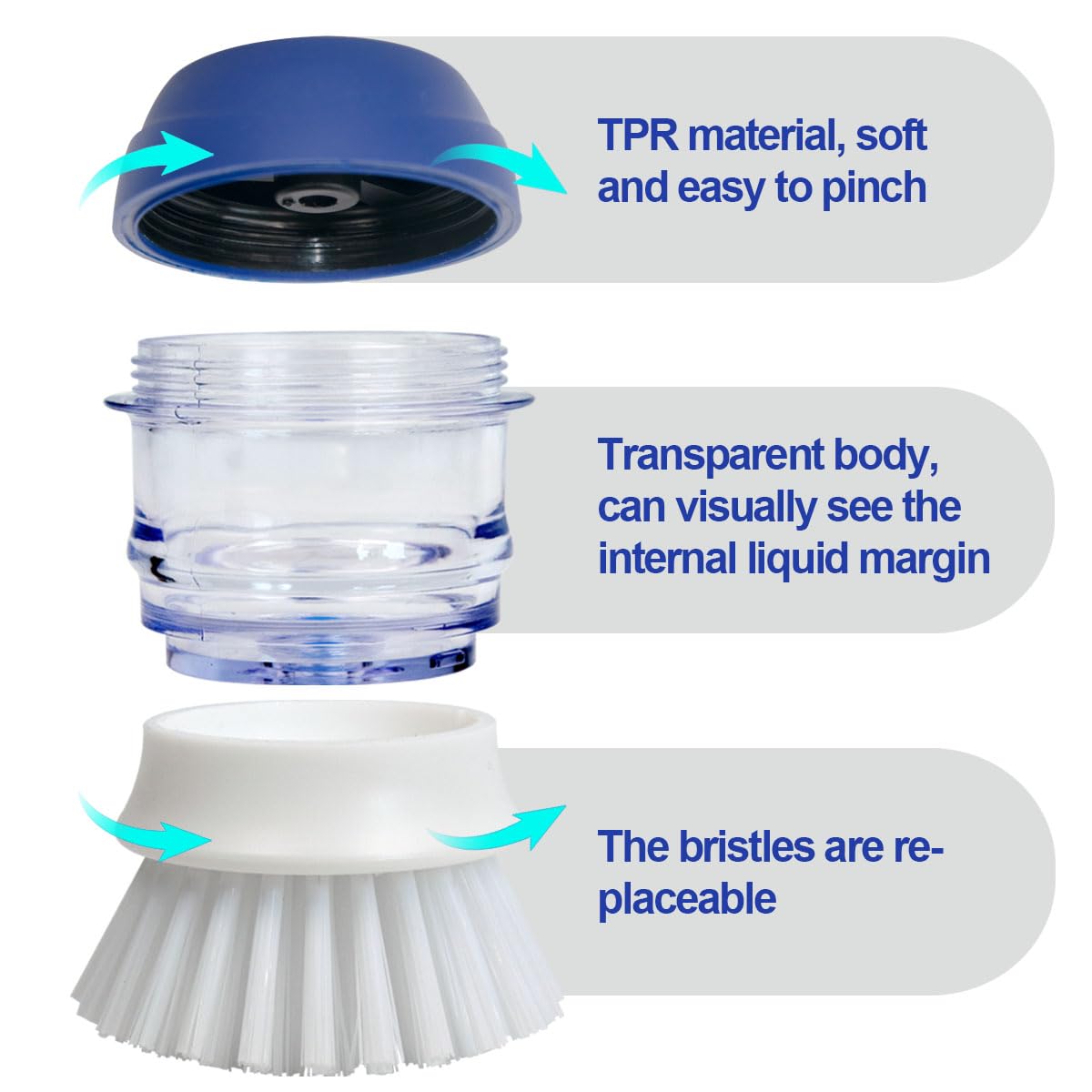 CELOX 2 Pack Dish Brush with Soap Dispenser for Kitchen Cleaning