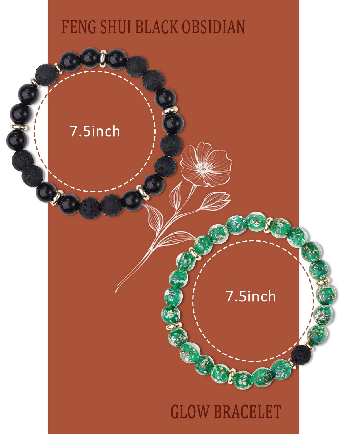 Dayka Stress Relief Spiritual Anxiety Meditation Relaxation Mindfulness Chakra Healing Crystals Essential Oil Glow Bracelets Gifts for Teen Girls Women (8mm, Red lava bracelet)