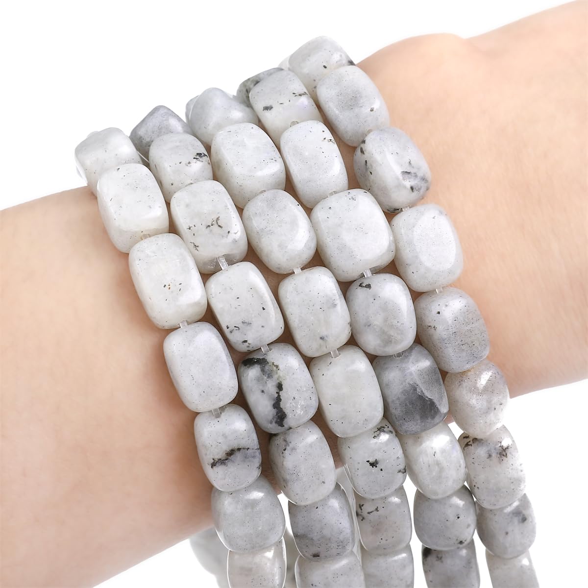 BEADIA Natural Spectrolite Cuboid Stone Loose Semi Gemstone Beads for Jewelry Making 8mmx12mm 38cm/Strand