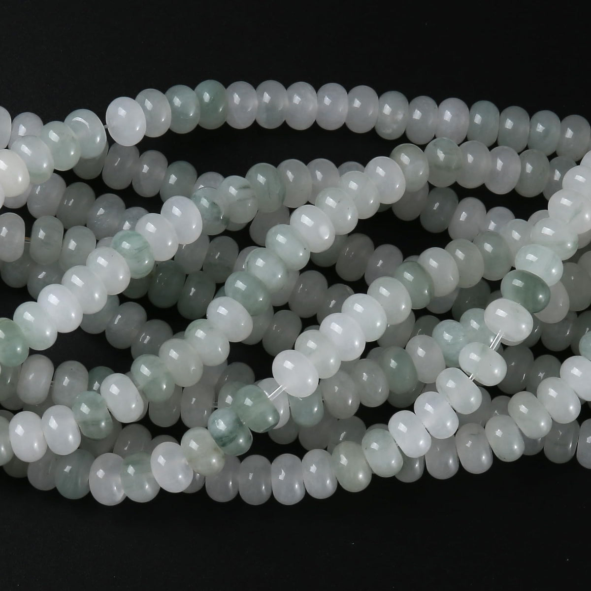 5x8mm 76pcs Natural Green Ice Jade Stone Rondelle Spacer Loose Beads Abacus Disk Stone Round Loose Gemstone Beads for Jewelry Making DIY Bracelet Necklace