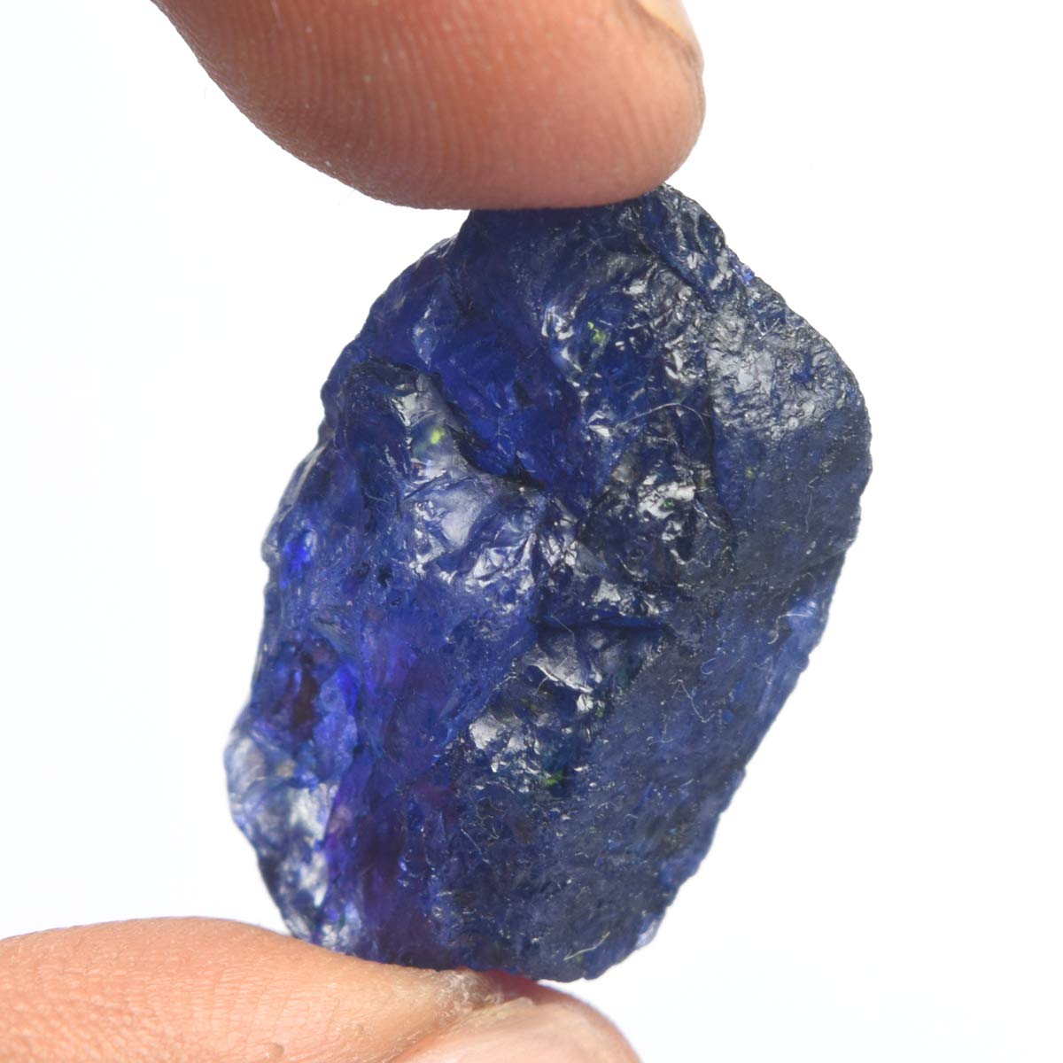 GEMHUB AAA++ Natural Certified Blue Sapphire 34.00 Carat Raw Healing Crystal for Charms Genuine Real Sapphire Gemstone for Jewelry
