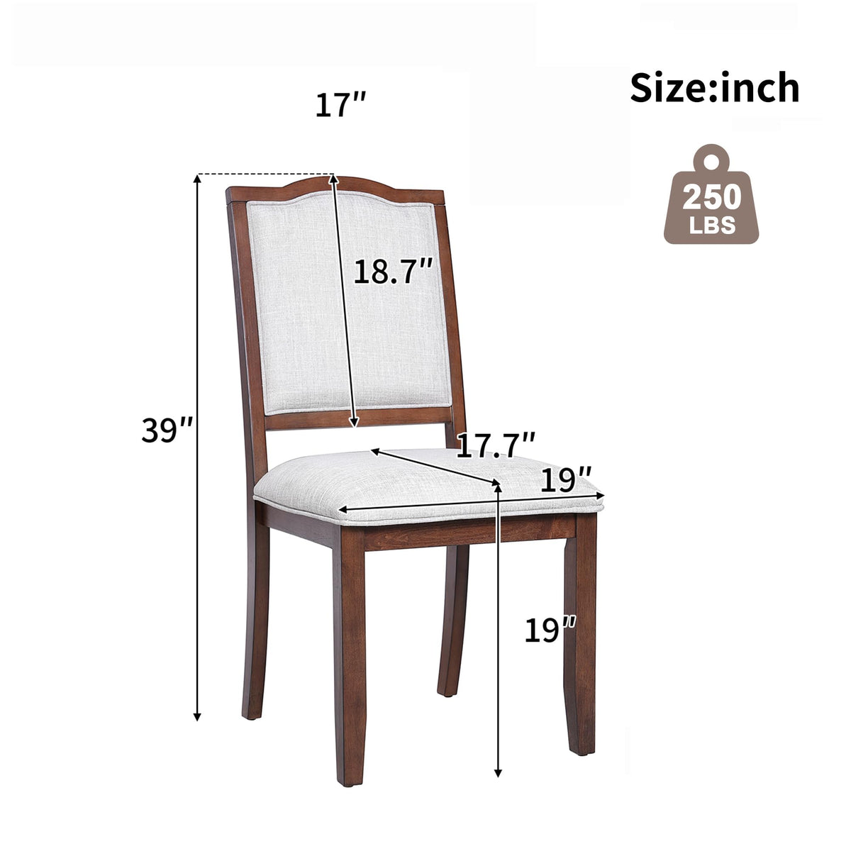Ball & Cast Farmhouse Dining-Chairs Set of 4, High Back Wood Frame Dining Room Chair with Padded Seat, Modern Upholstered Kitchen Island Seating, 4 Pack Mid-Century Chairs, Cherry&Beige