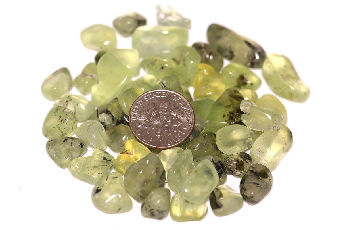 ZenQ 1 lb Prehnite Tumbled Stone Chips Crushed Natural Crystal Quartz Pieces